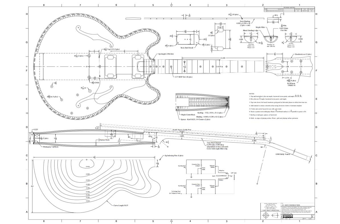 Gibson ES 335 Guitar Templates Electric Herald