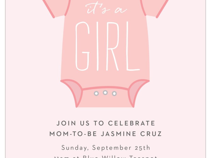 Girl Onesie Clothesline Baby Shower Invitation By Basic Invite