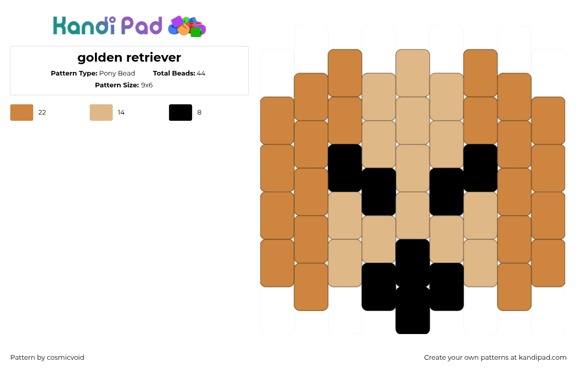 Golden Retriever Kandi Pad Kandi Patterns Fuse Bead Patterns Pony Bead Patterns