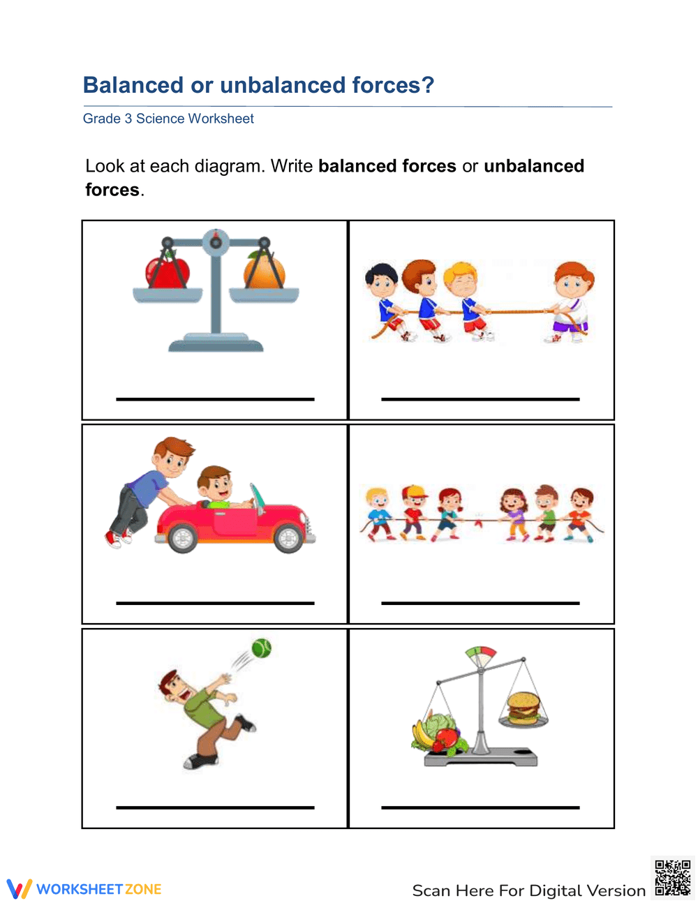 Grade 4 Balanced And Unbalanced Forces Worksheets 2025