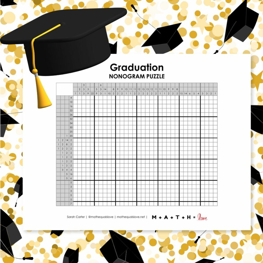 Graduation Nonogram Puzzle Math Love