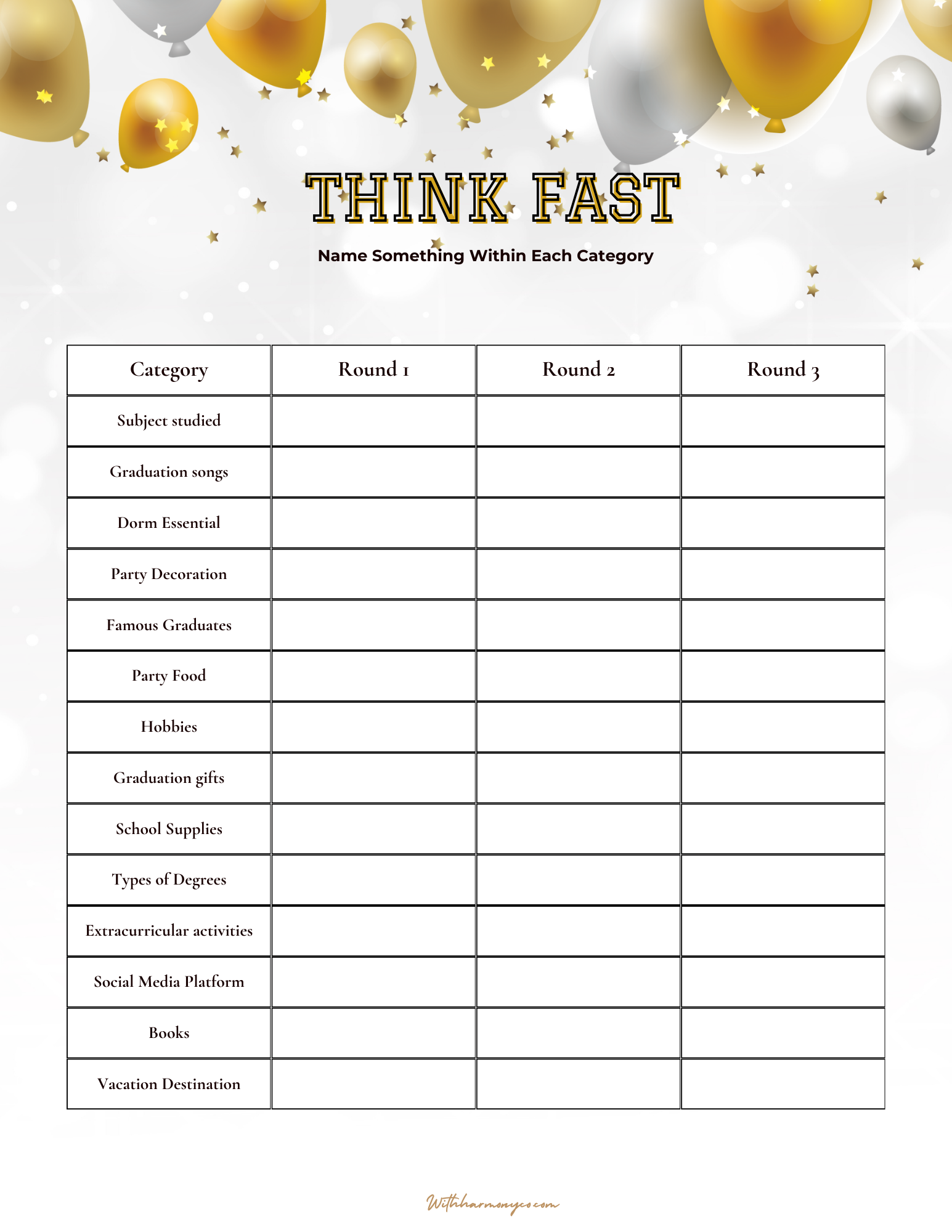 Graduation Party Printable Games Withharmony co