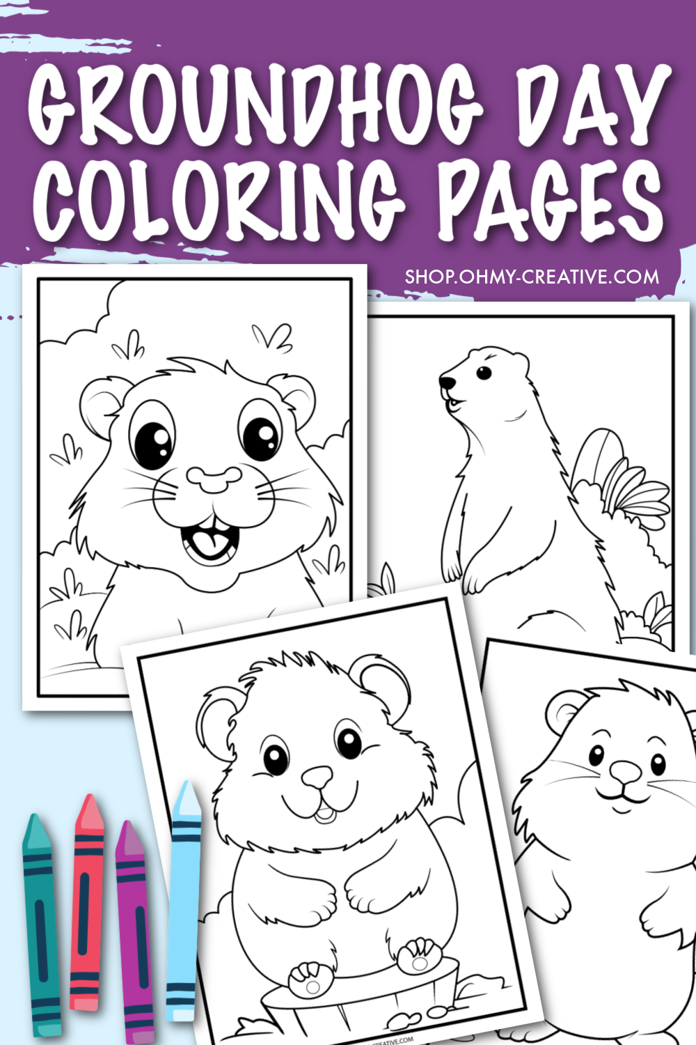 Groundhog Day Coloring Sheets OhMy Creative Shop