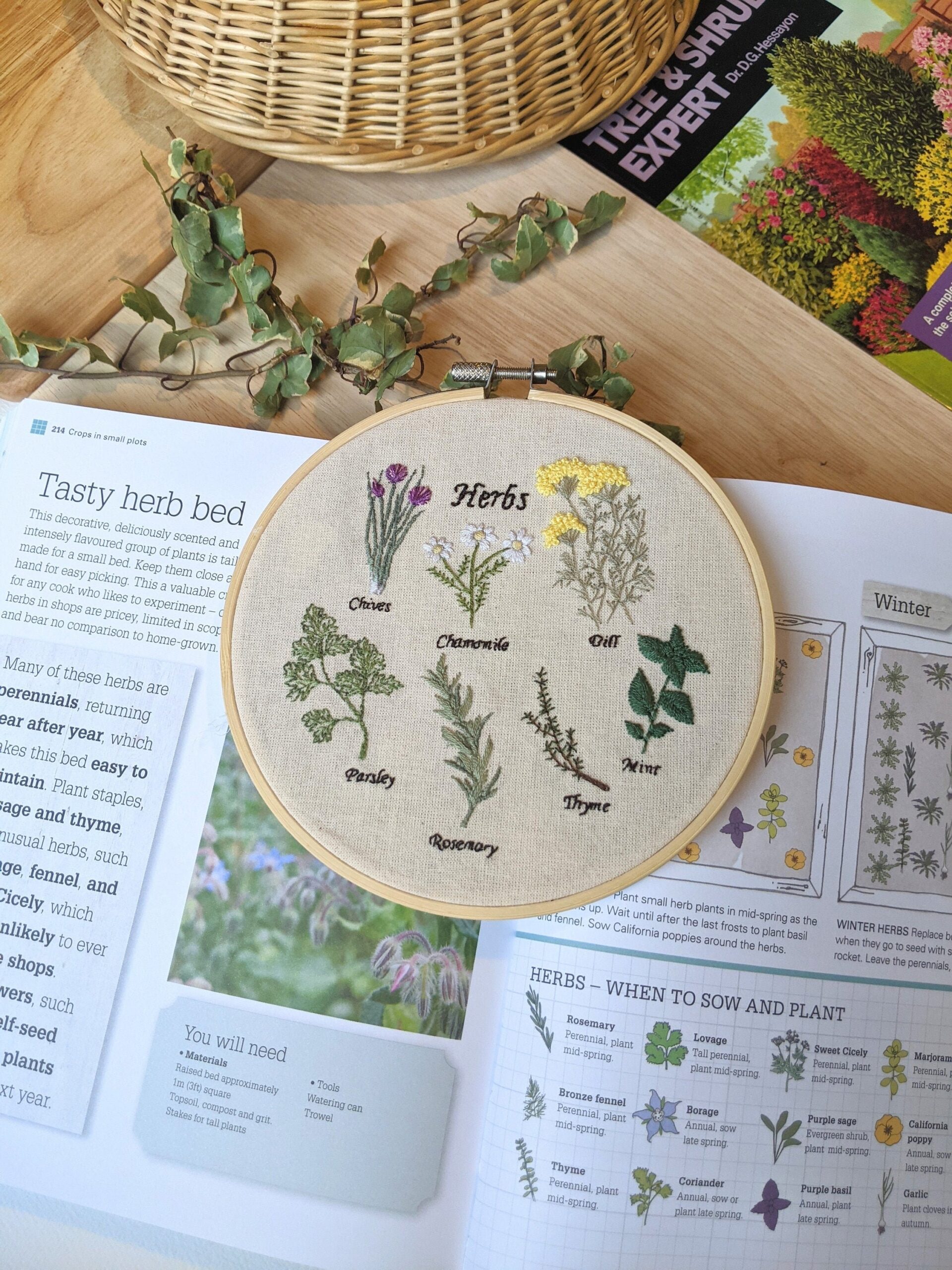 Herbs PDF Pattern Hand Embroidery 6 Inch Or 7 5 Inch Hoop Digital Pattern Download Art With Stitch Guide Instructions Intermediate Etsy