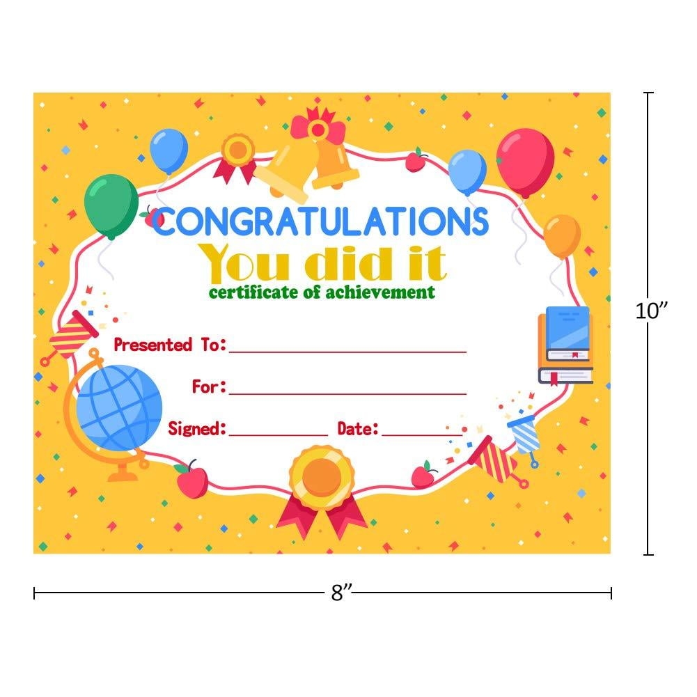 Hohomark 30PCS Award Certificates For Kids 8 x10 Kindergarten Preschool Congratulations You Did It Certificate Of Achievement Recognition For Students Teachers Back To School Cl Walmart