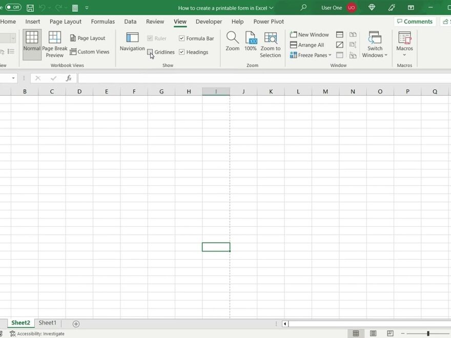 How To Create A Printable Form In Excel YouTube