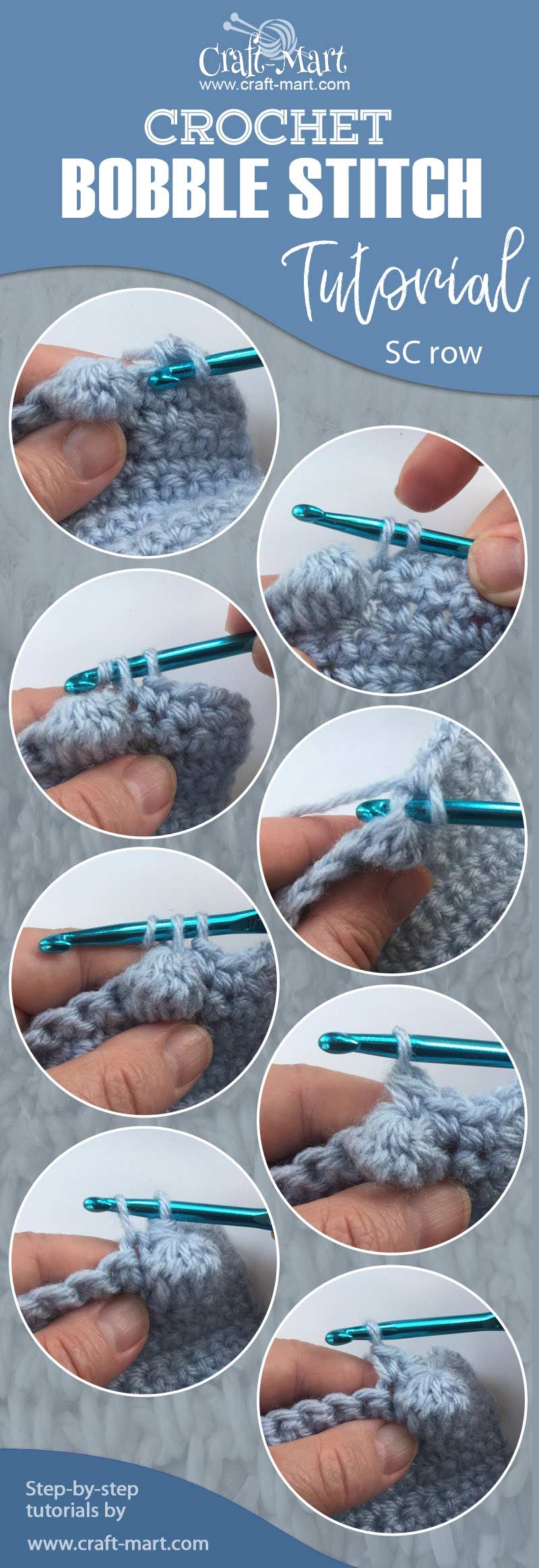 How To Crochet Bobble Stitch easy Step by step Tutorial Craft Mart