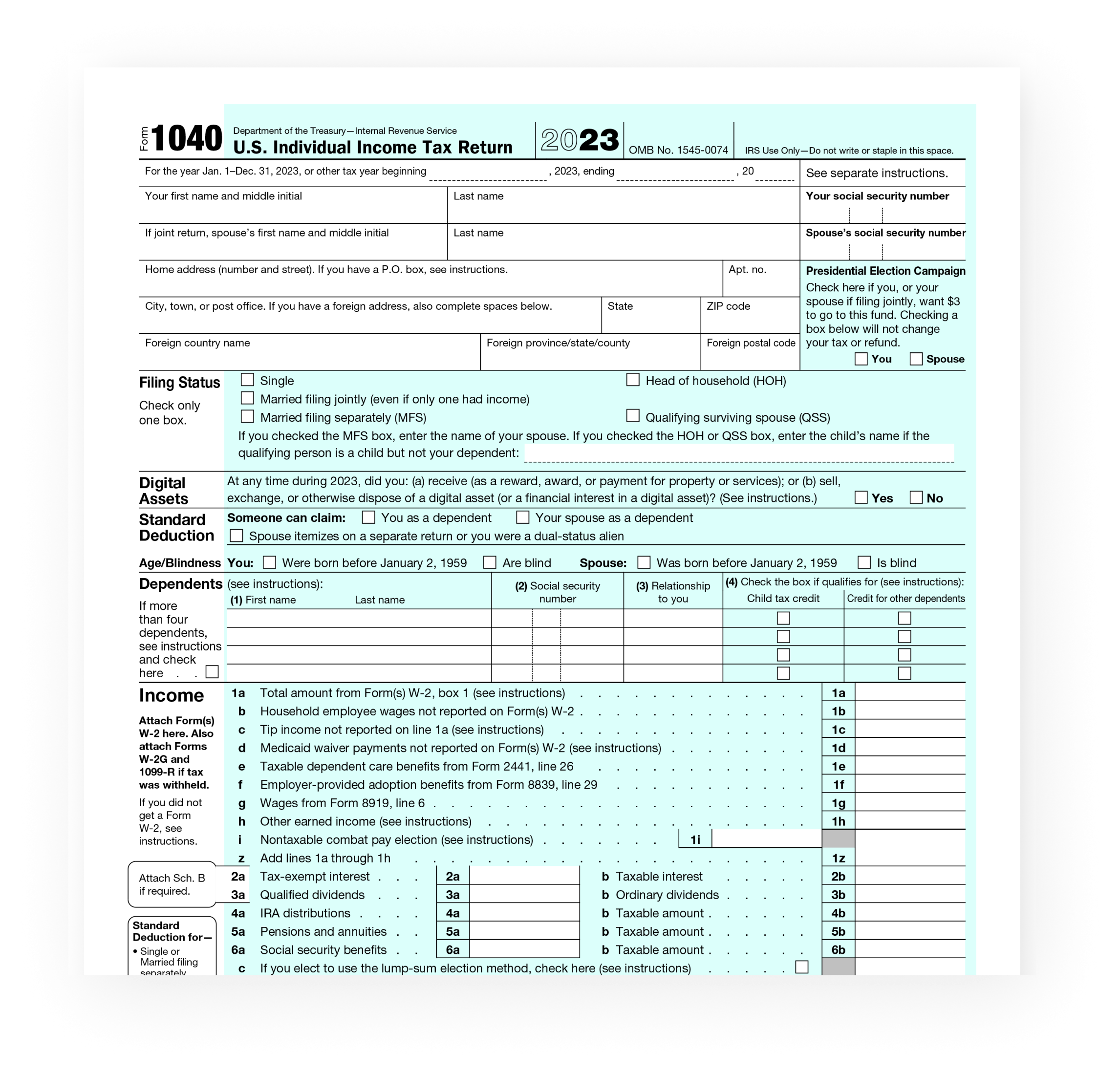 Printable 1040 Irs Form