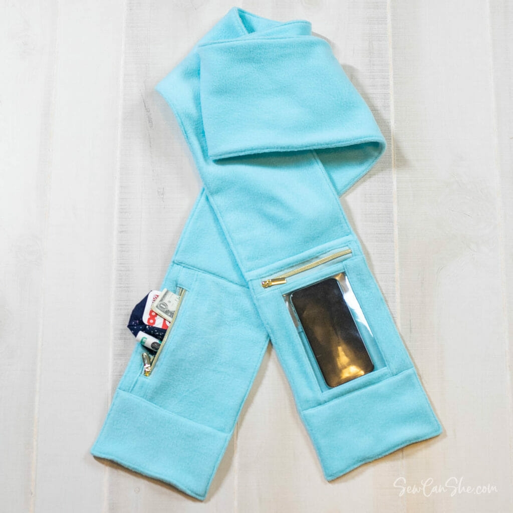 How To Sew A Fleece Scarf With A Cell Phone Pocket Free Sewing Pattern