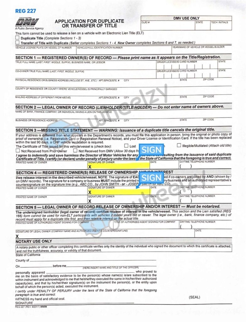 How To Sign California Application For Duplicate Title Sell Junk Car Fast Los Angeles
