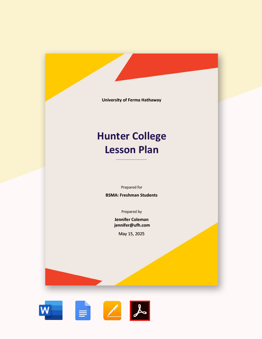 Madeline Hunter Lesson Plan Printable Template