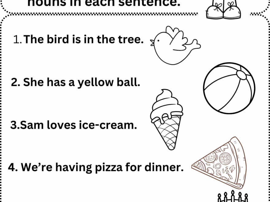Identify Nouns In A Given Sentence Grade 1 Noun Worksheet Free Downlaod Downloadable Worksheets