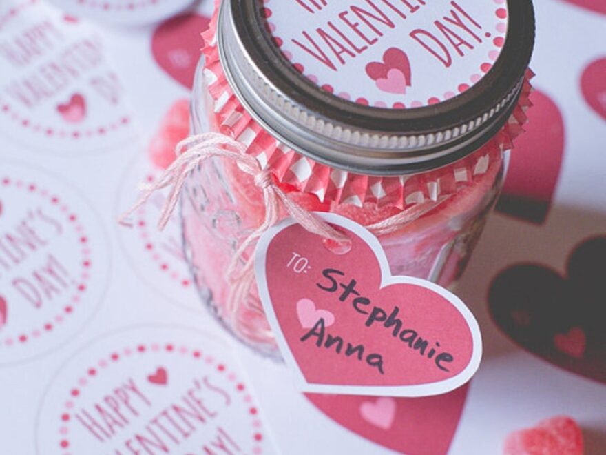 INSTANT DOWNLOAD Printable Cute Valentine Mason Jar Lid Label And Heart Hanging Gift Tag Great For Candy Gift Cookie Kit Jams Jellies Etsy
