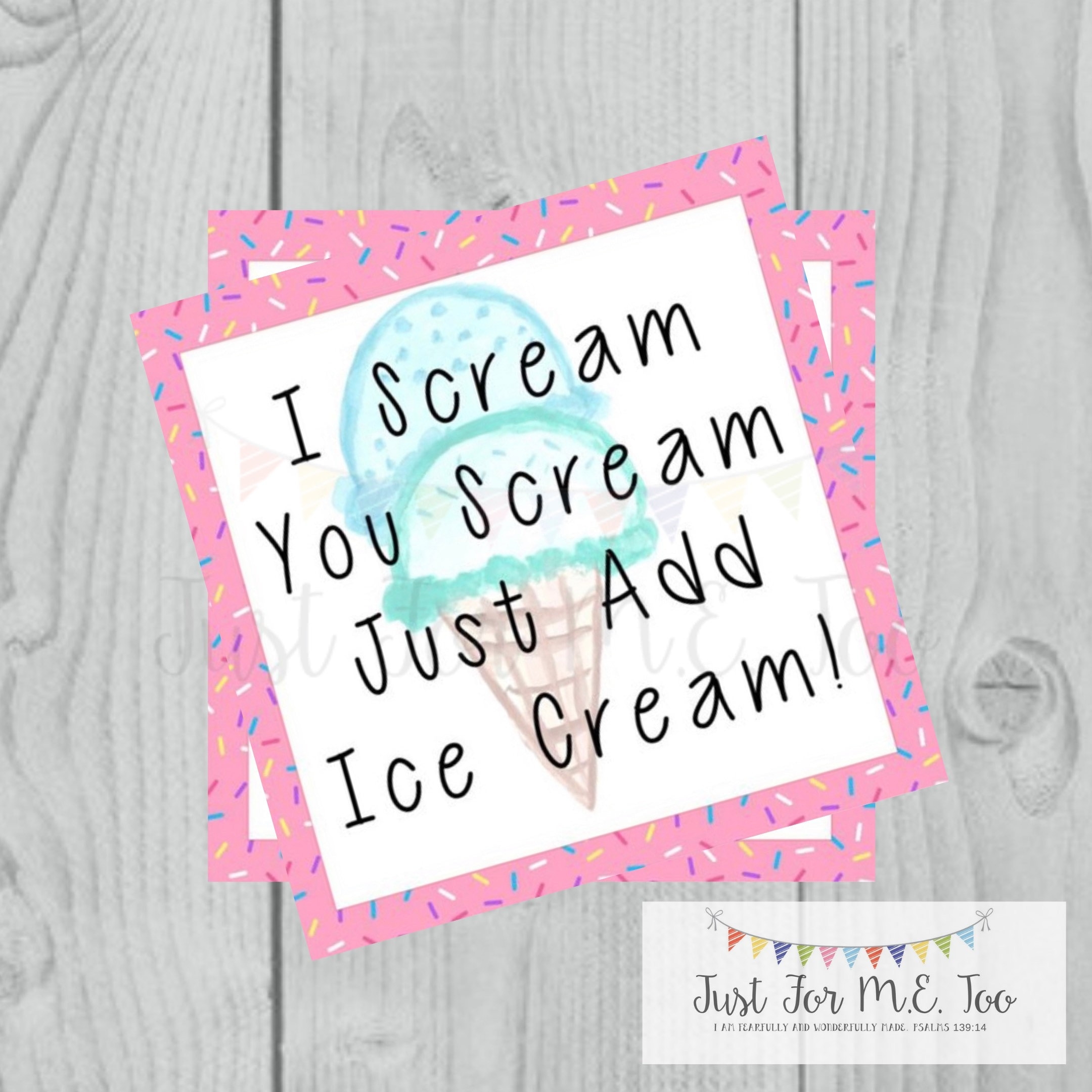 Instant Download Printable Ice Cream Tag Instant Download Printable Square Gift Tag Etsy