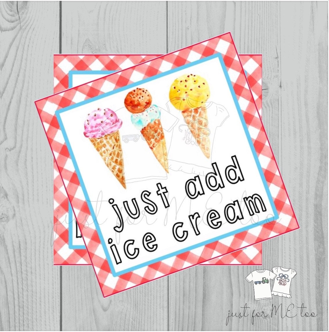 Instant Download Printable Ice Cream Tag Instant Download Printable Square Gift Tag Etsy