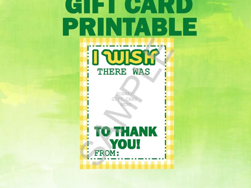 INSTANT DOWNLOAD Teacher Appreciation I Wish There Was subway To Thank You Subway Gift Card Printable Etsy