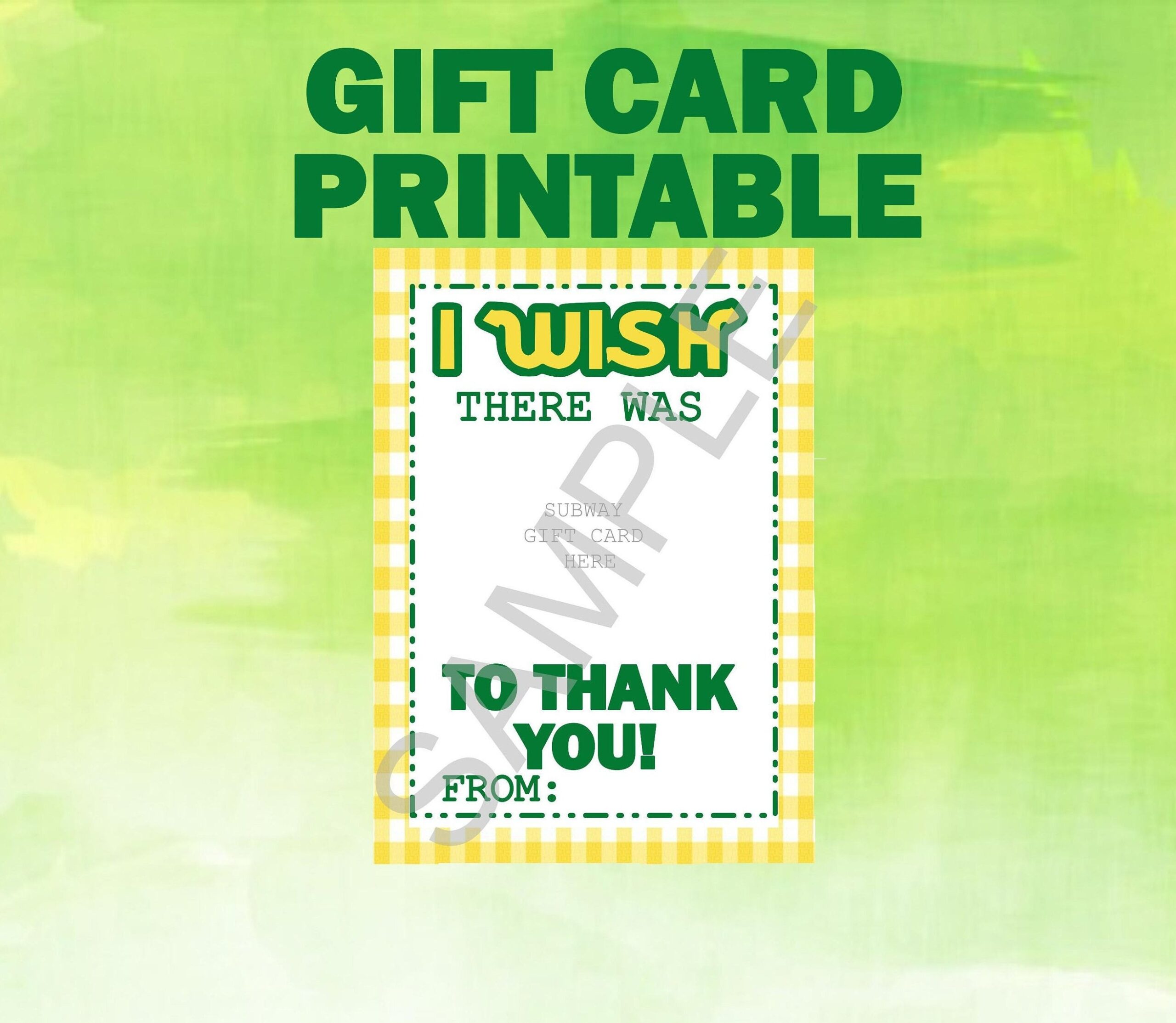 INSTANT DOWNLOAD Teacher Appreciation I Wish There Was subway To Thank You Subway Gift Card Printable Etsy