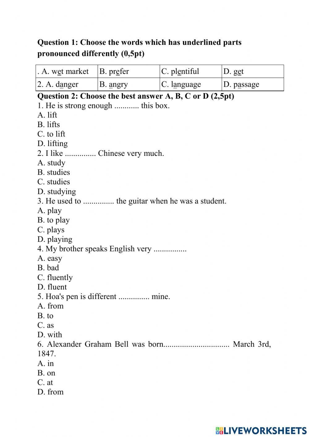 Printable Grammar Worksheets For 8th Graders