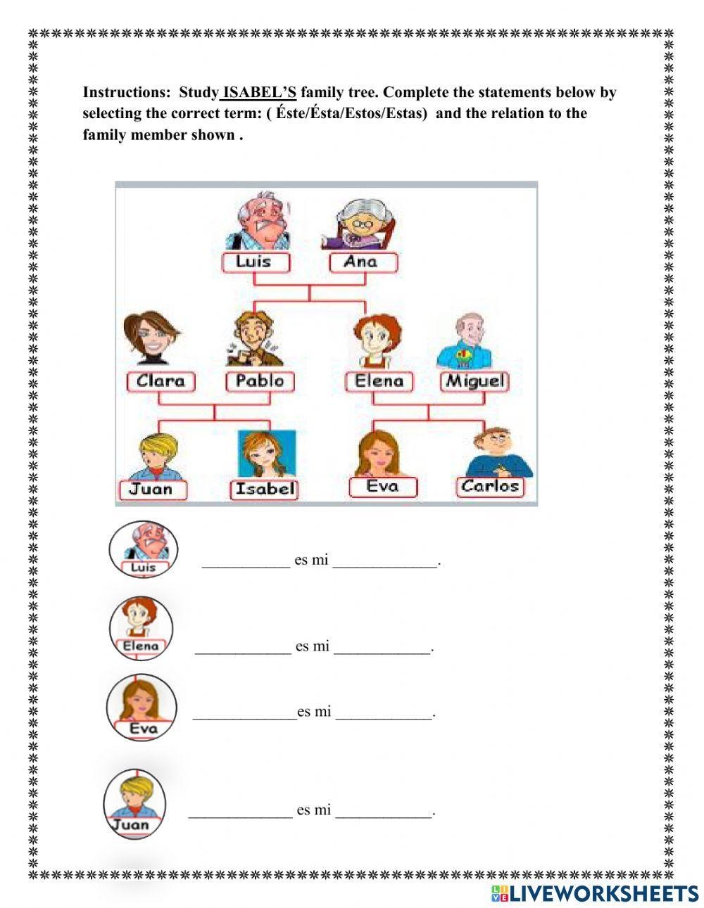 Printable Worksheets Spanish Family