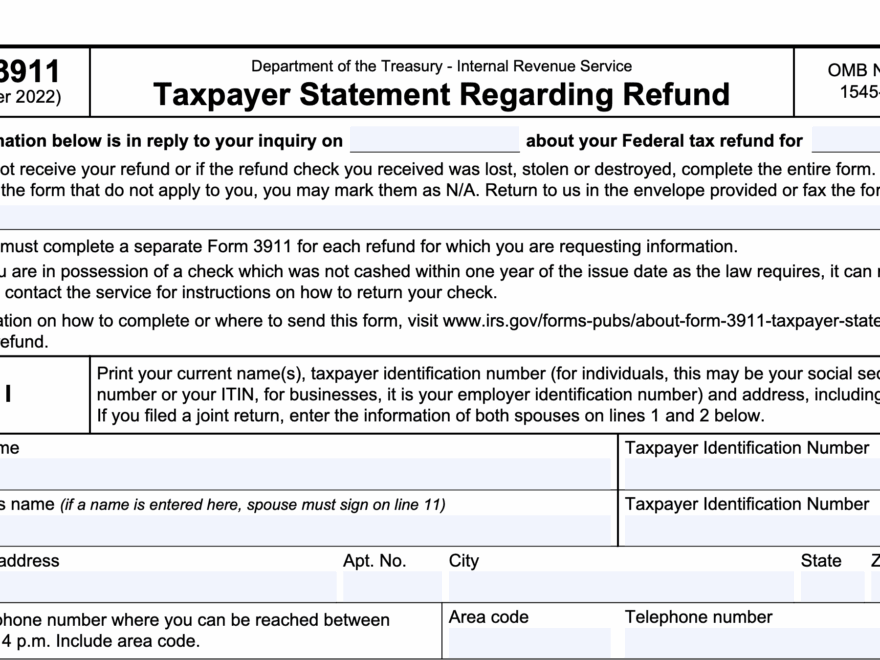 IRS Form 3911 Instructions Replacing A Lost Tax Refund Check