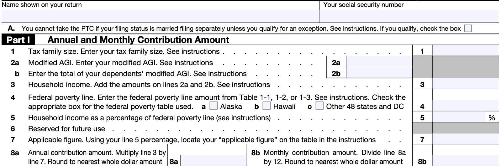IRS Form 8962 Instructions Premium Tax Credit