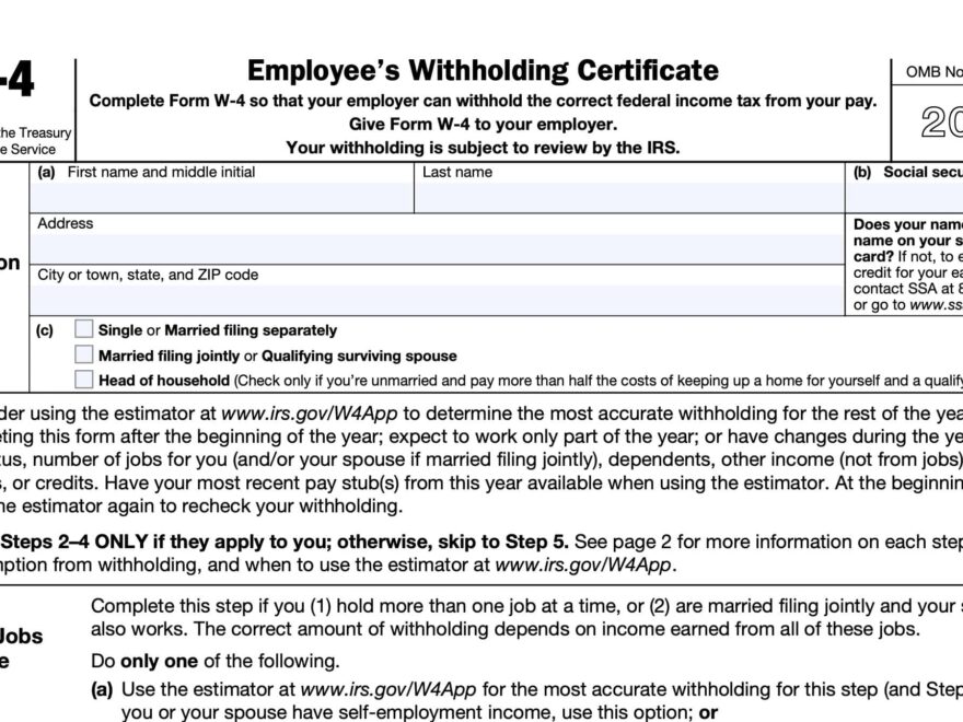 IRS Form W 4 Instructions Employee s Withholding Certificate