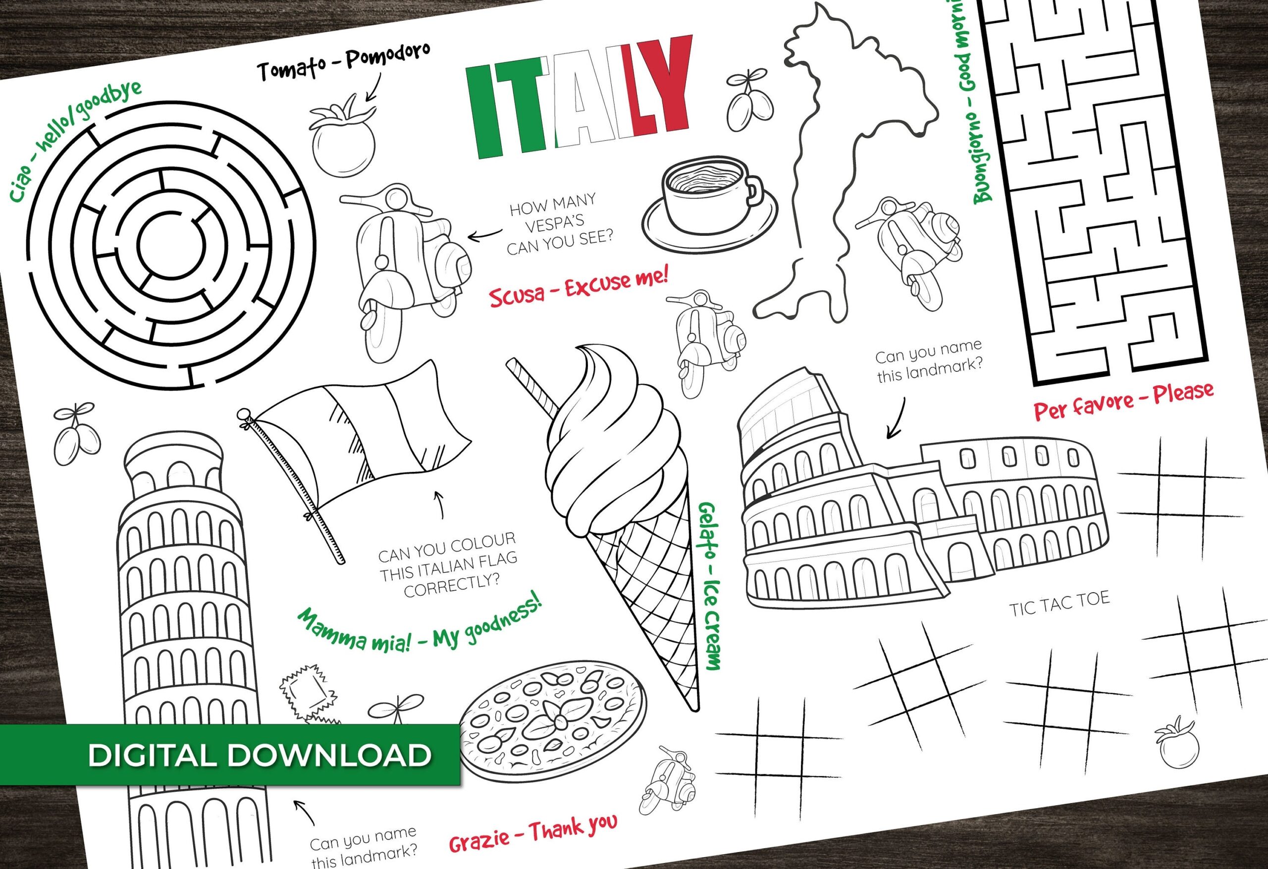 Printable Labeled Map Of Italy Coloring Pages