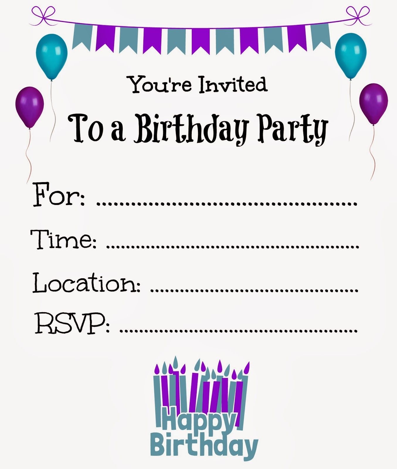 Birthday Invitations Printable Templates