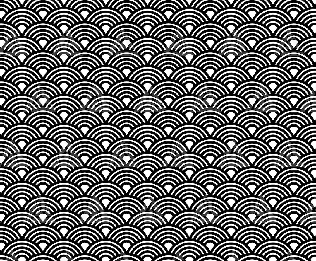 Japanese Wave Pattern Svg Scallop Pattern Geometric Circle Background Cut File Cricut Silhouette Png Pdf Eps Vector Stencil Vinyl Etsy