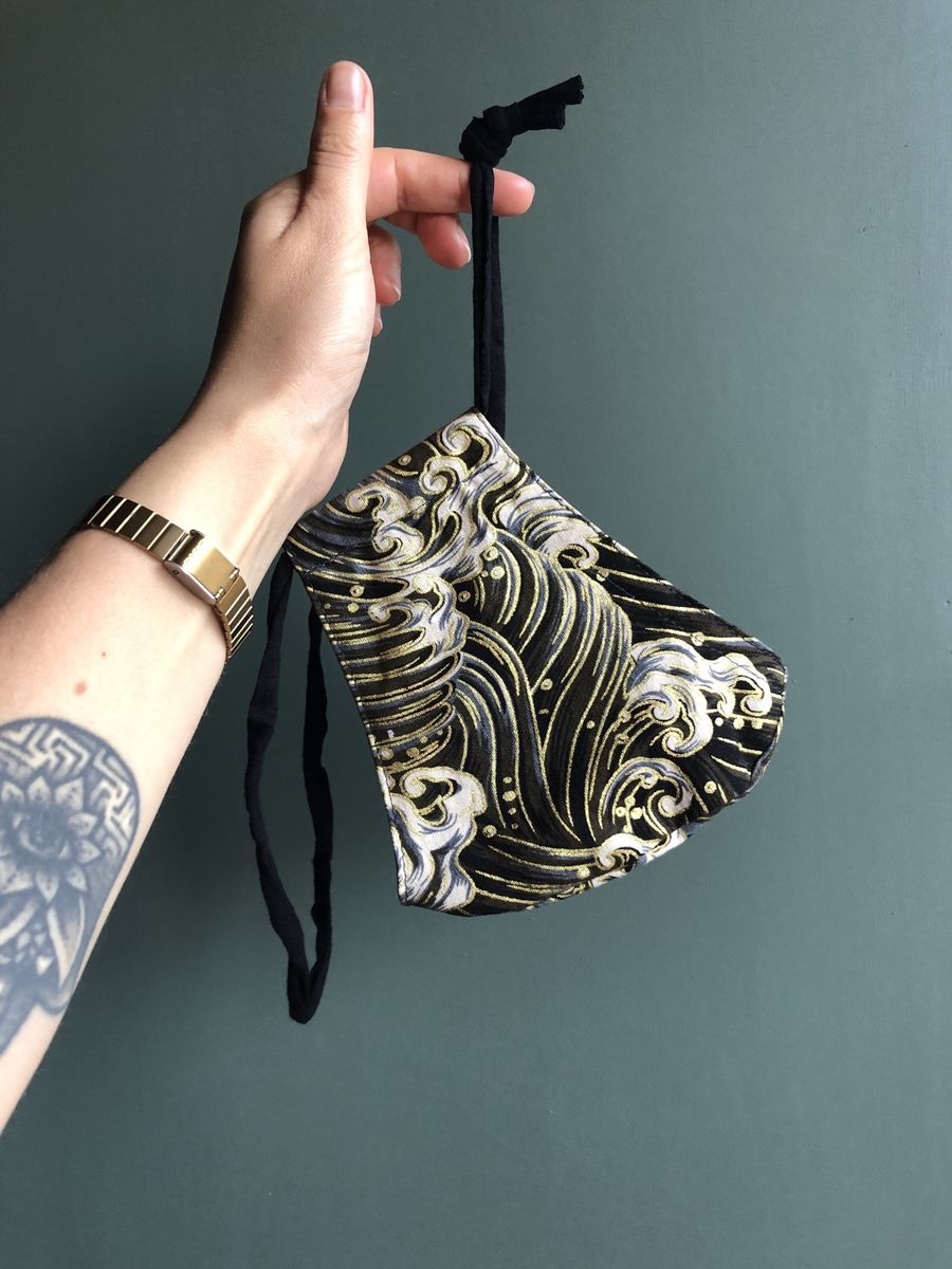 Japanese Waves Print Olson Mask Face Masks By Lucky Dame