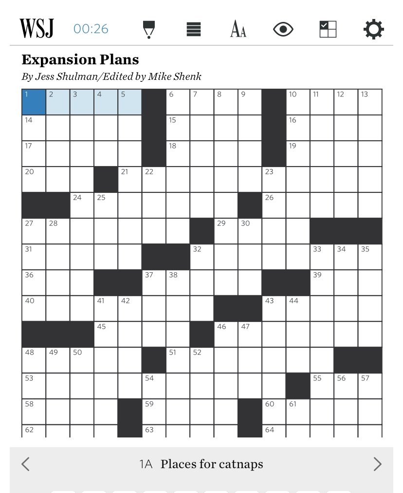 Jess Shulman On X I Have Today s WSJ Crossword Puzzle My First With Them hope You Enjoy It Https t co i61ACqbSIH Https t co oL1T6viM9B X