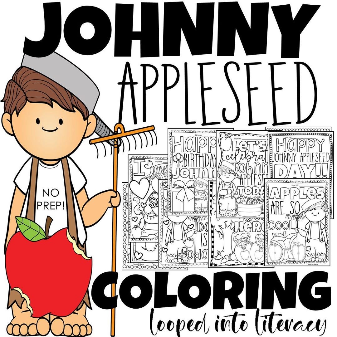 Johnny Appleseed Coloring Pages No Prep Morning Work Apple Day Fun Etsy