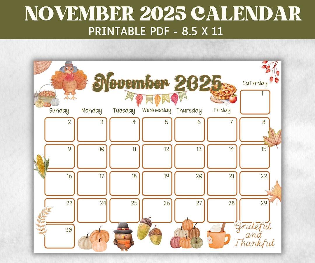 Printable Calendar November 2025 Pretty