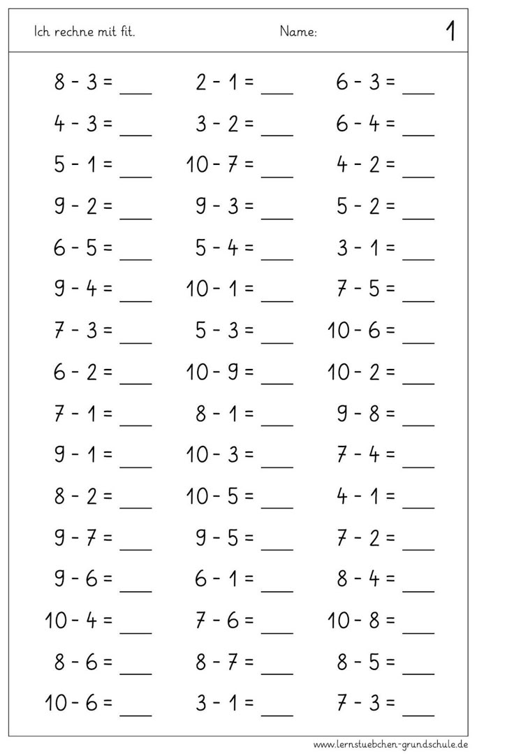 Kopfrechnen Minusaufgaben ZR 10 In 2025 Easy Math Worksheets Math For Kids Kids Math Worksheets