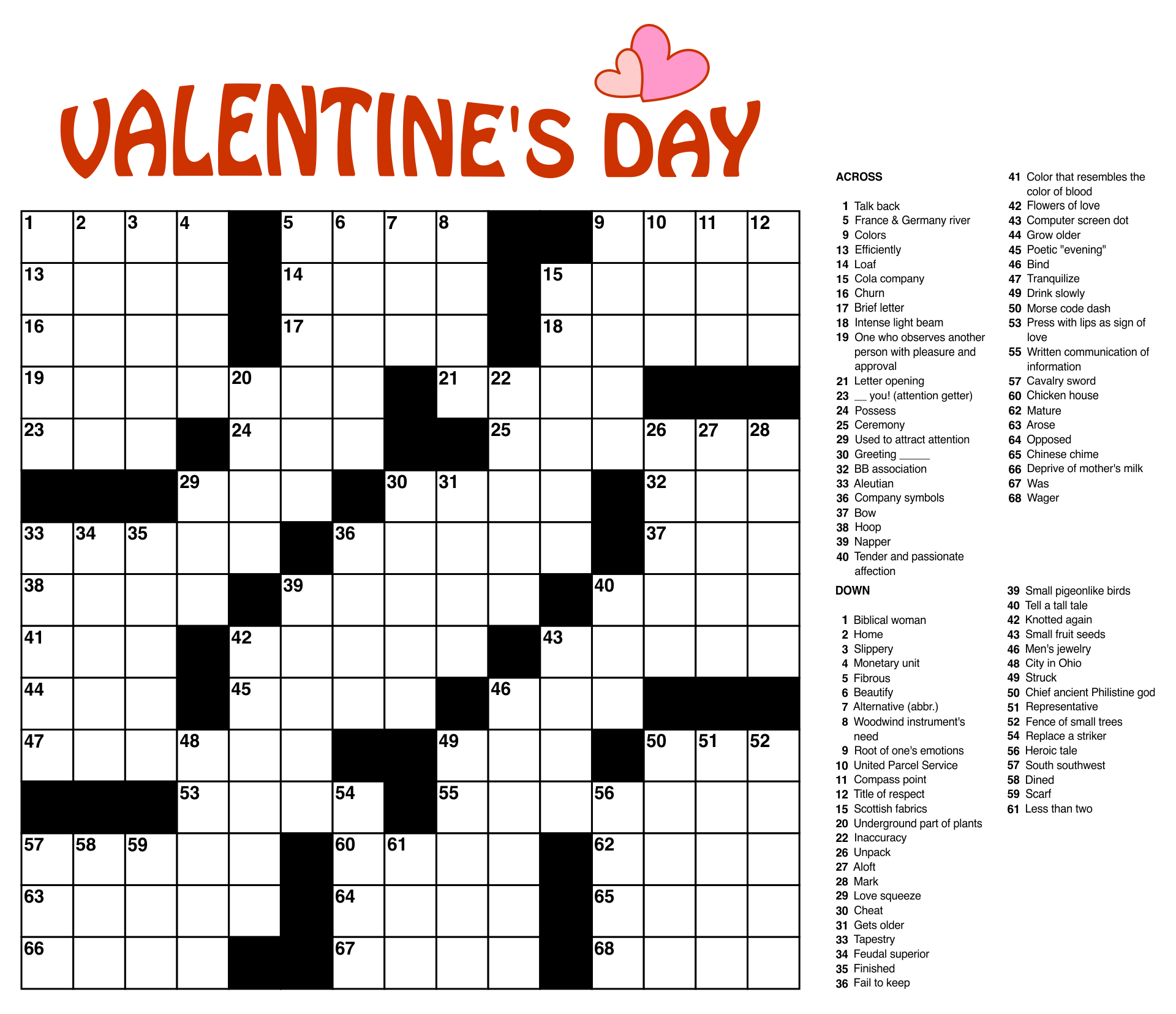 Free Printable Large Print Crossword Puzzles