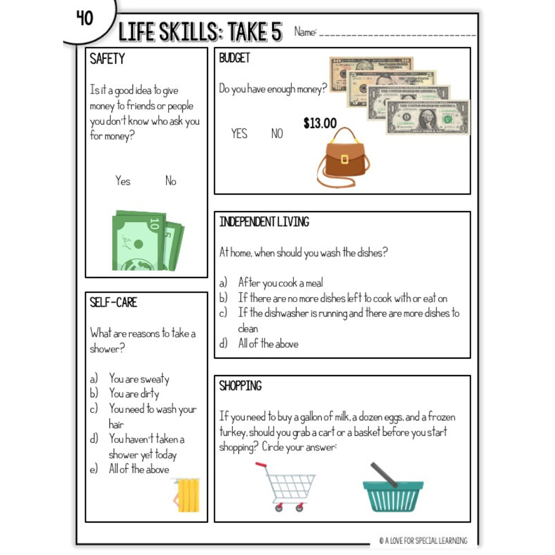 Free Printable Life Skills Worksheets For Teens