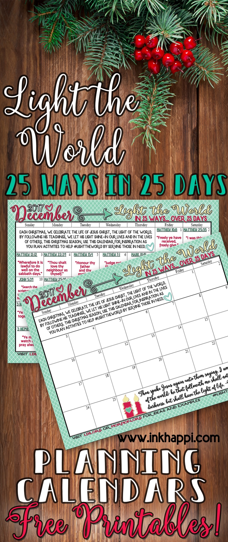 Light The World Christmas 2017 Free Printable Calendars Inkhappi