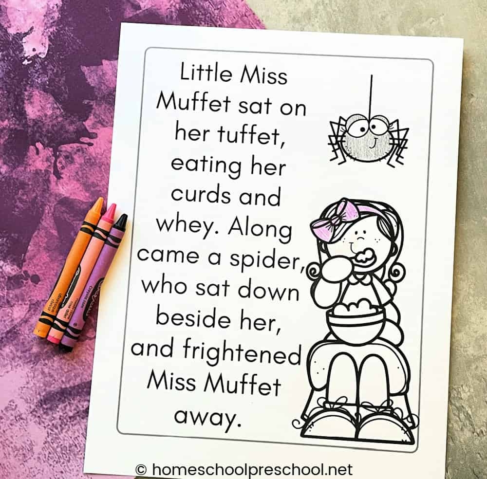 Little Miss Muffet Printable Homeschool Preschool