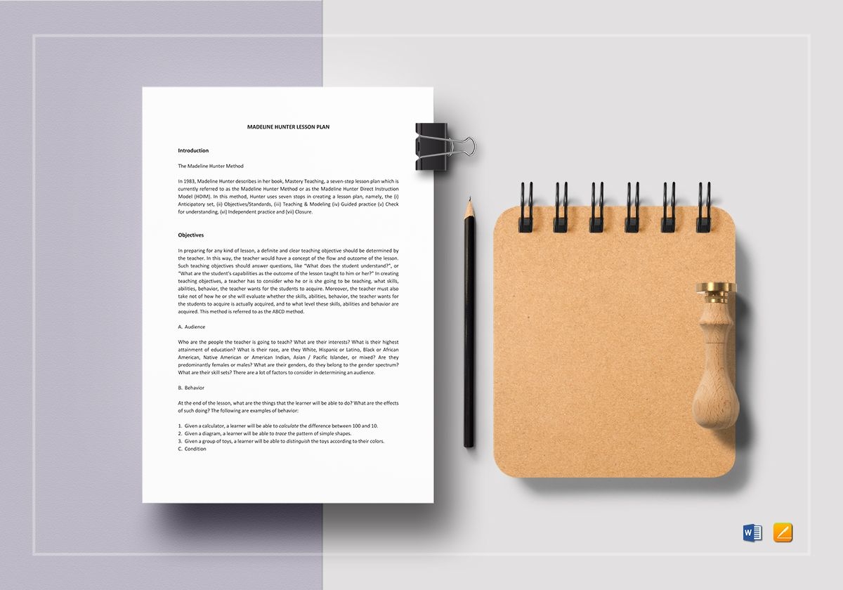 Madeline Hunter Lesson Plan Template In Word Apple Pages