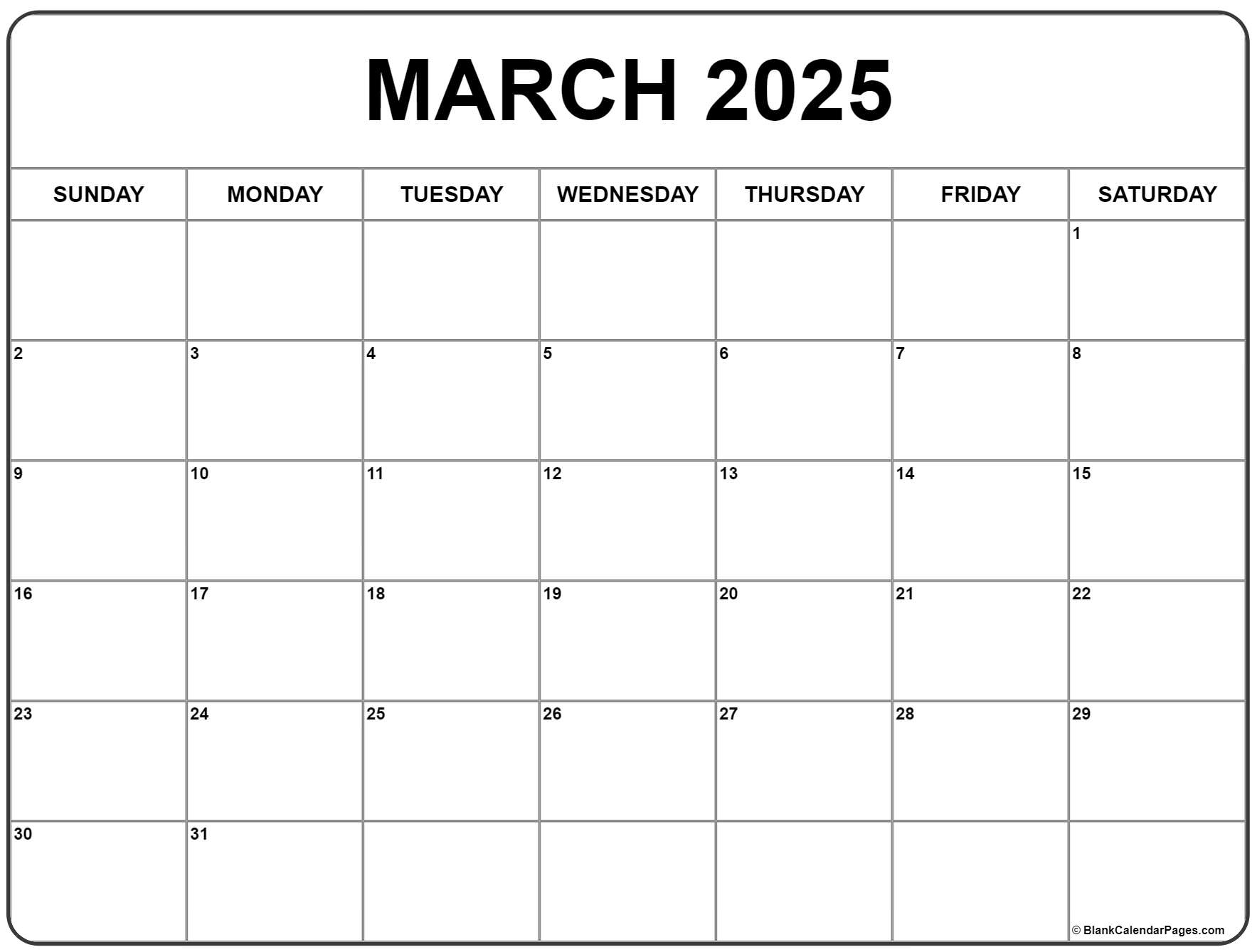 March 2025 Calendar Free Printable Calendars