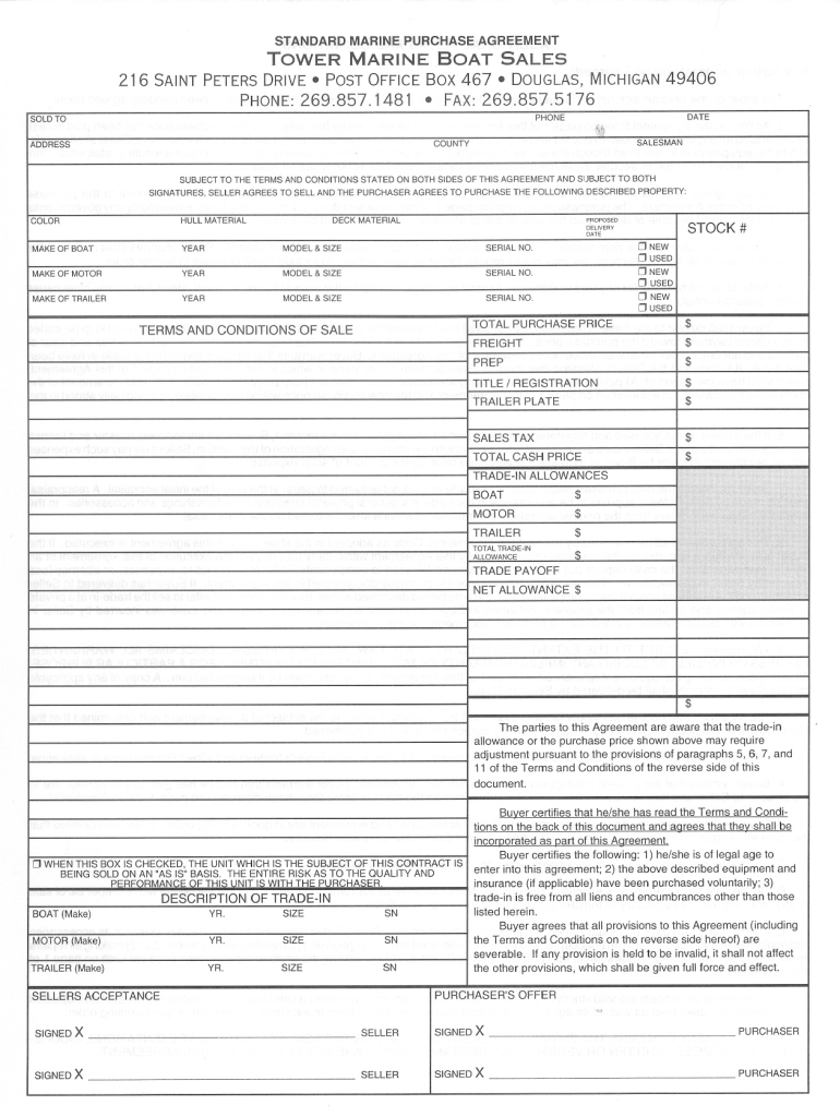 Printable Boat Purchase Agreement