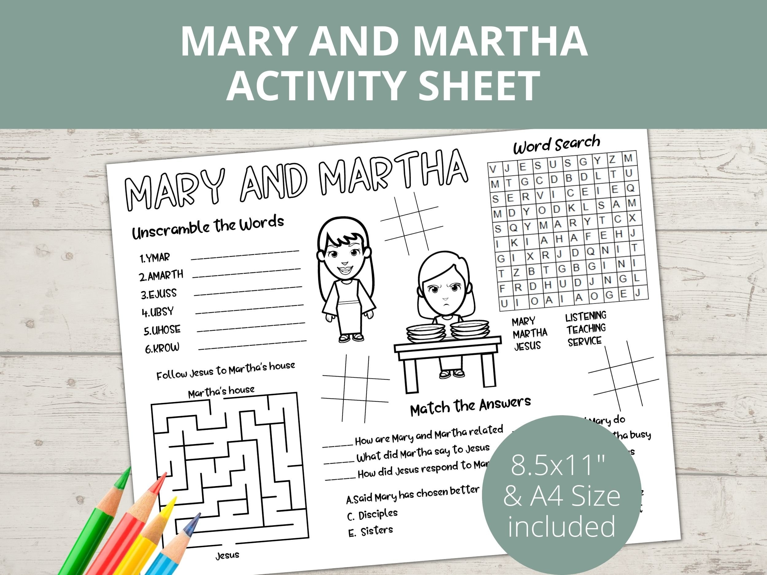 Mary And Martha Word Search Free Printable
