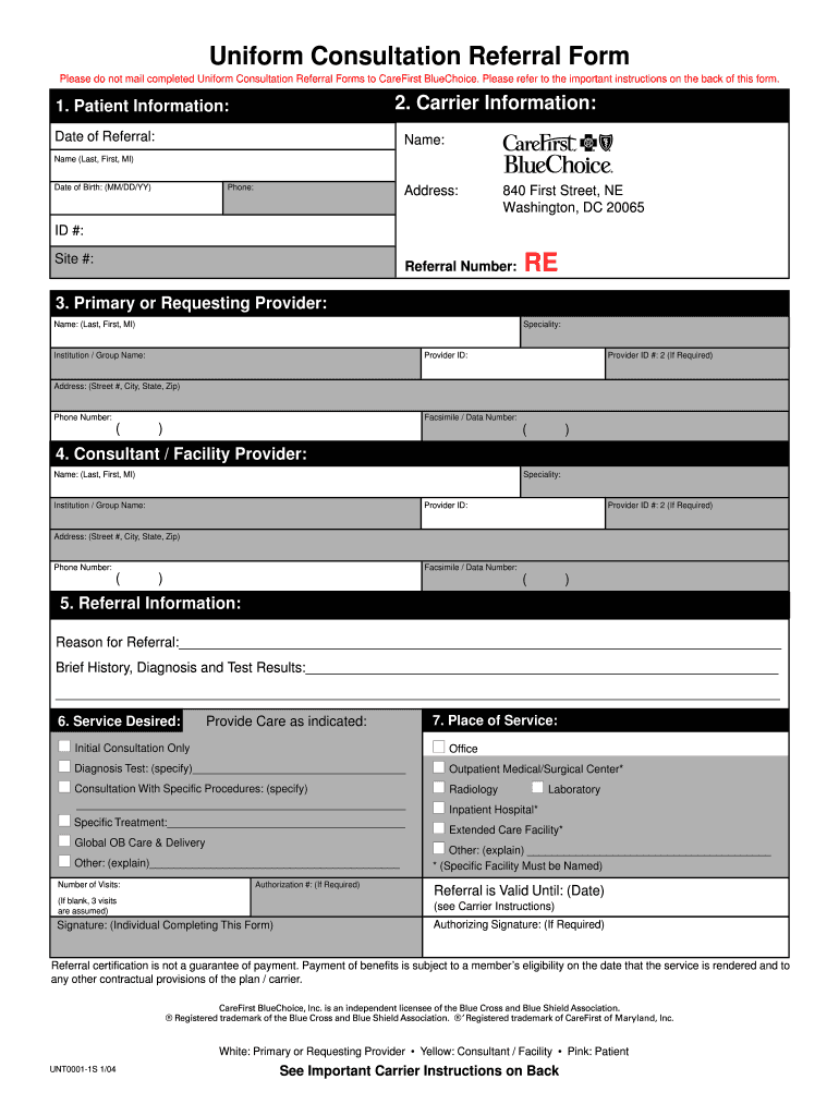 Maryland Uniform Consultation Referral Form