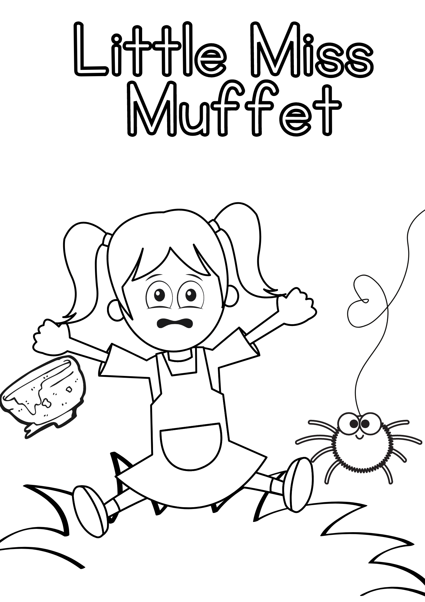 Mash Infants Little Miss Muffet Differentiated Colouring Sheet