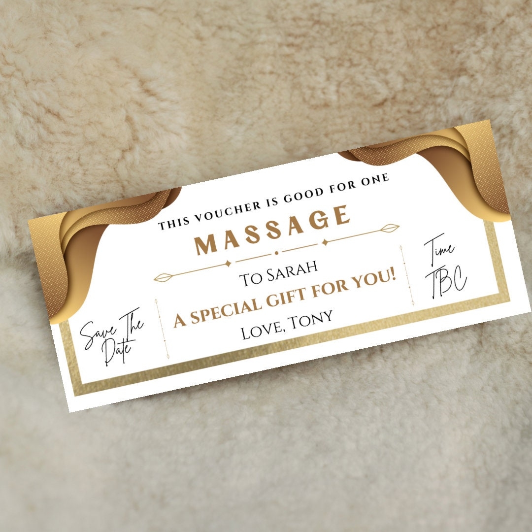 Massage Gift Coupon Massage Voucher Editable Printable Personalized Certificate Birthday Anniversary New Baby Last Minute Him Her Etsy