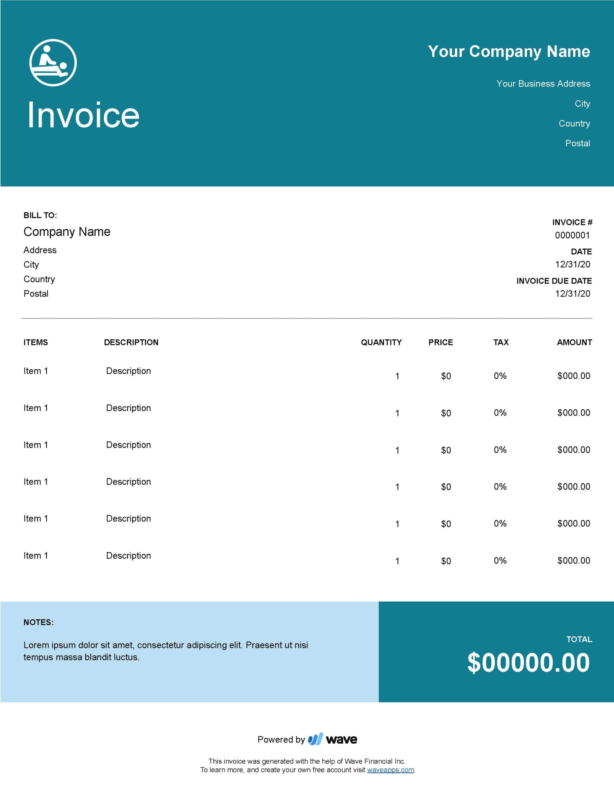 Massage Therapy Invoice Template Free Download