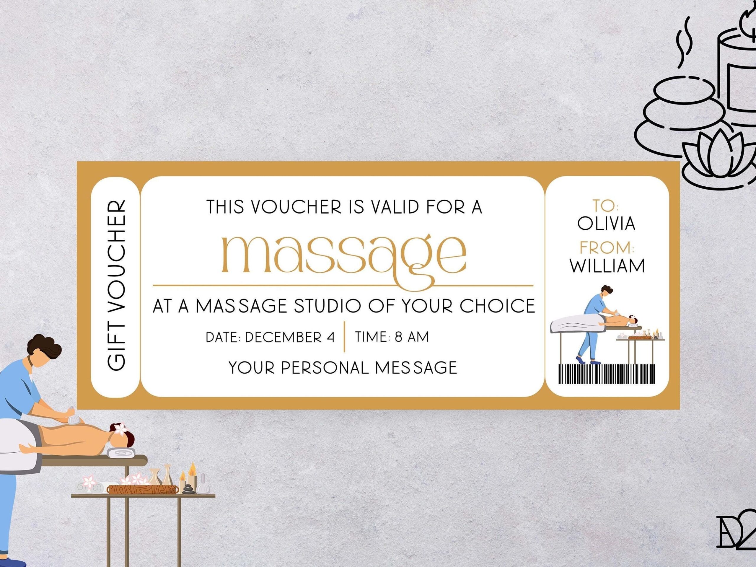 Massage Voucher Gift Certificate Massage Therapy Art Printable Massage Gift Spa Day Father In Law Gift Editable Ticket Relationship Gifts