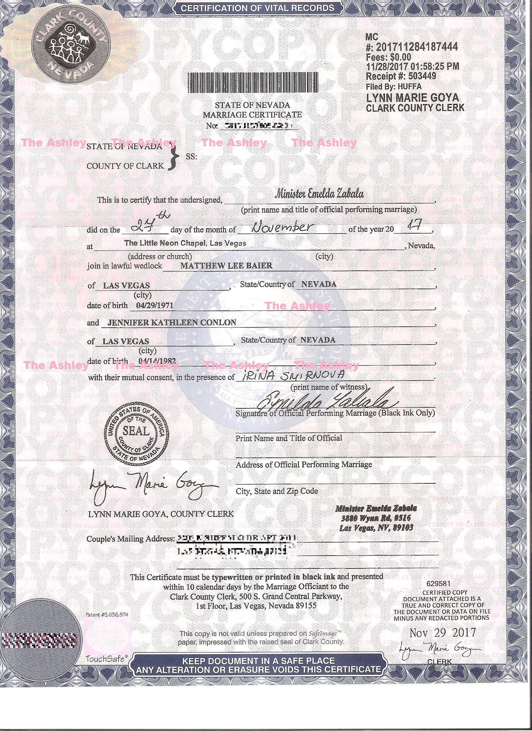 Matt Baier Jennifer Marriage Certificate The Ashley s Reality Roundup