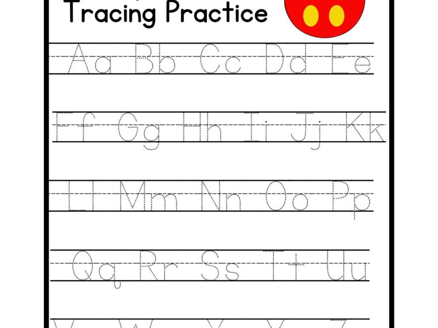 Mickey Inspired Alphabet Tracing Worksheet Atoz Kids Preschool Kindergarten First Grade Second Grade Printable Digital Download Etsy