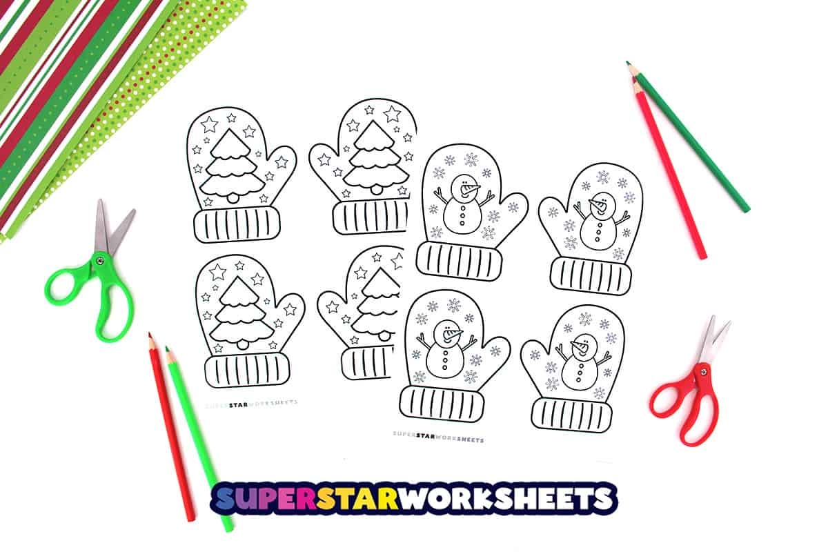 Mittens Template Free Printables Superstar Worksheets